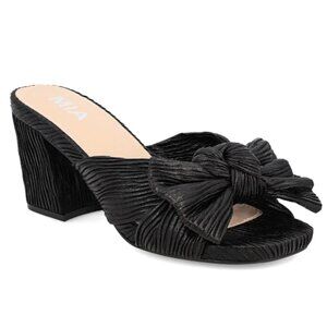 MIA Mechelle Block Heel Dress sandals black pleated - 8.5